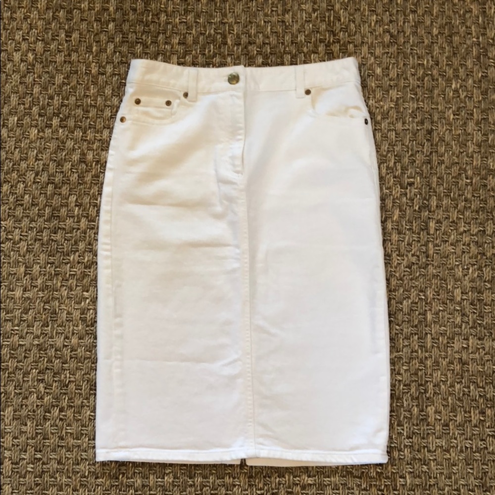 J. Crew White Denim Pencil Skirt